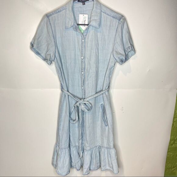 Velvet heart Tencel chambeay denim peplum Dress NWT XS blue b - Picture 3 of 8